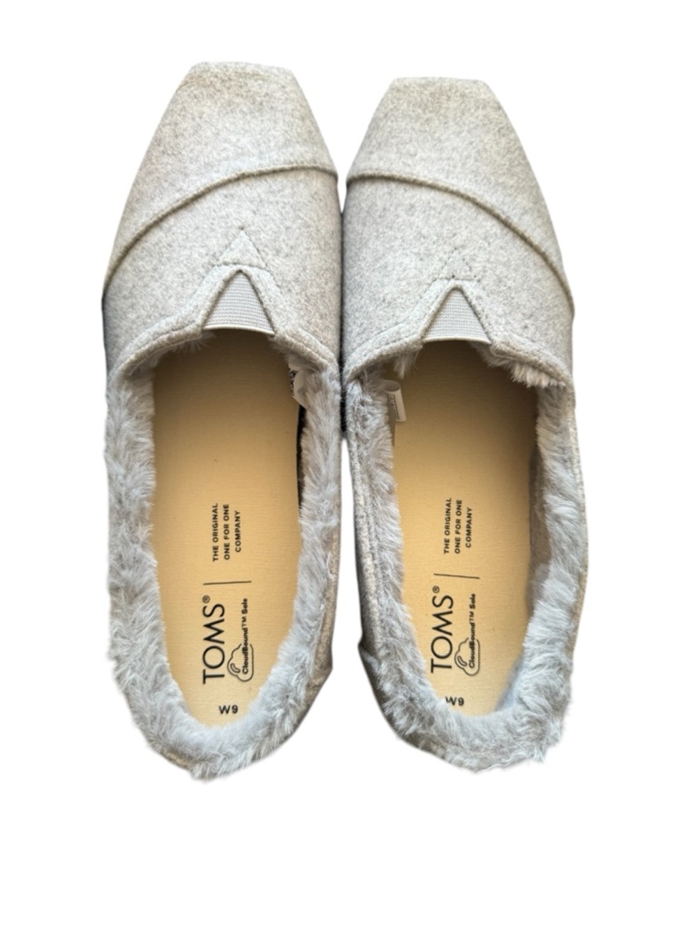 TOMS Alpargata Frost Grey Faux-Fur Two Tone Felt Slip-On Flats
